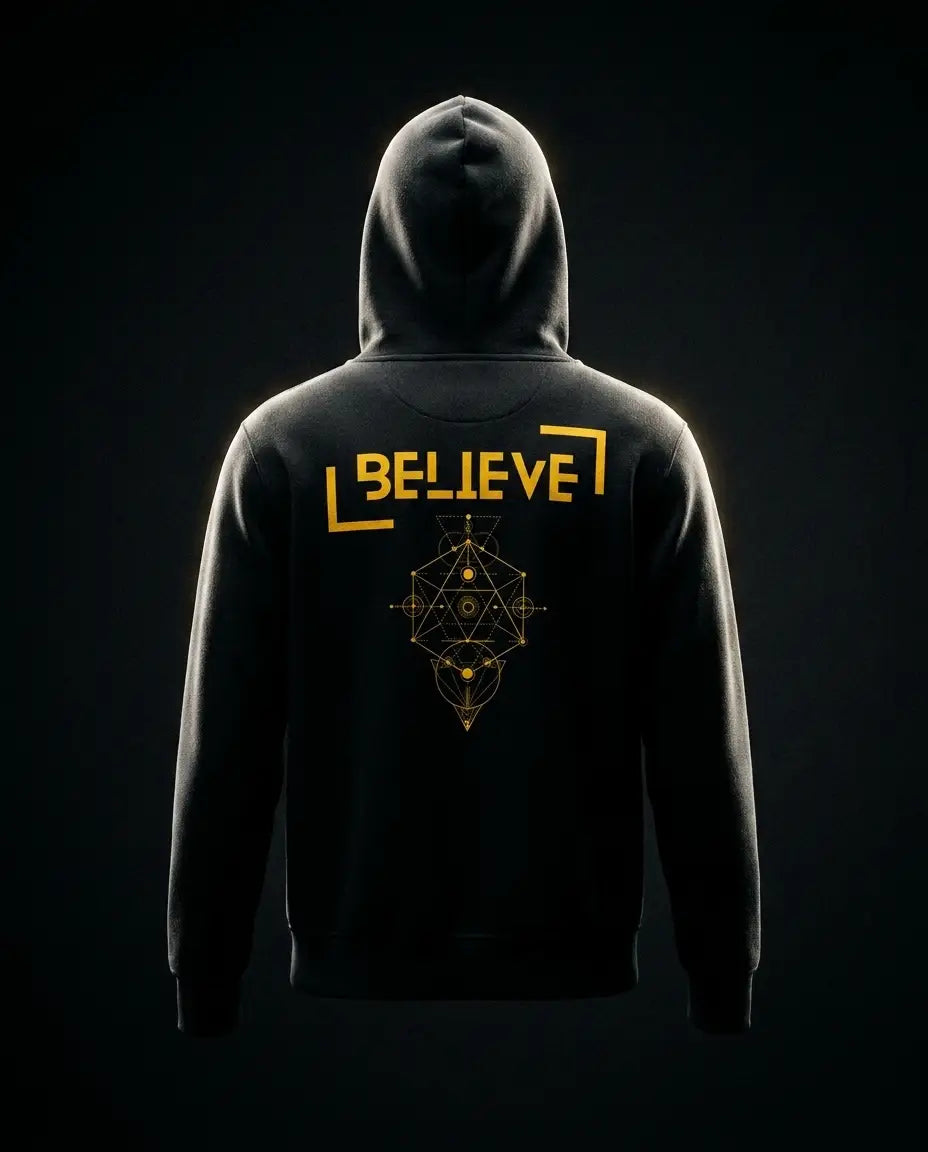 Hoodie Believe — studio dark